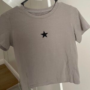 Hollister Star Graphic Baby Tee - Grey Y2K Cropped Top Small